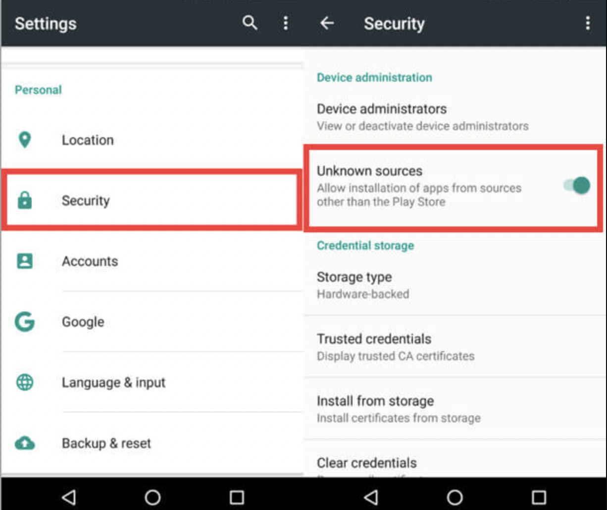 Enable Unknown Sources Android - CarTube APK